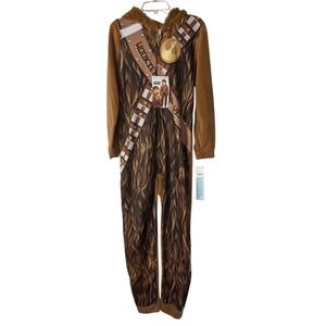 NWT Star Wars Chewbacca One-Piece Hooded Costume Pajama Kids L Flame Resistant